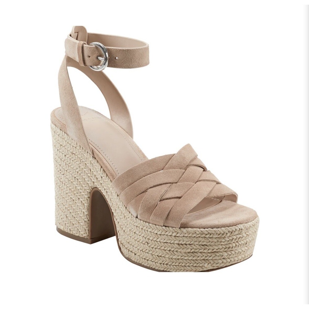 Woman's Heels Marc Fisher LTD Oaten Espadrille Platform Sandal Natural Size 10M - Picture 2 of 6